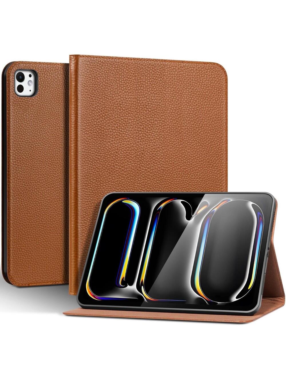 Genuine Leather iPad Pro 11 inch Case (M5/M4) 2025/2024, Premium Business-Brown